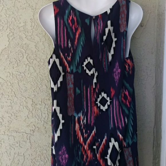 Love 21 abstract colorful sleeveless keyhole dress - Picture 3 of 6